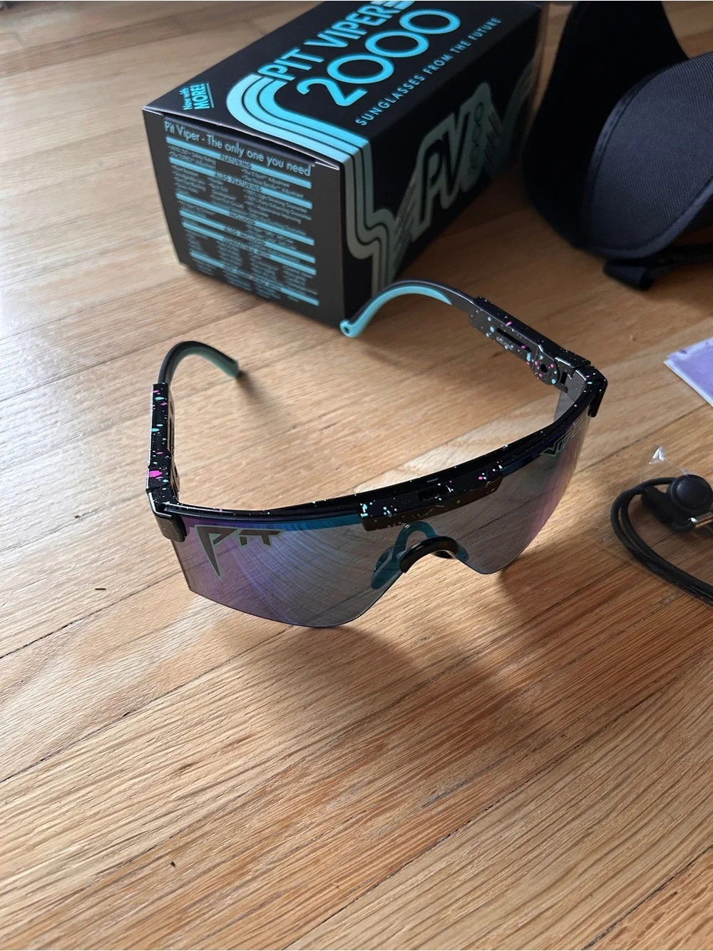 Pit Viper Shield Sunglasses in Teal and Purple Mirror